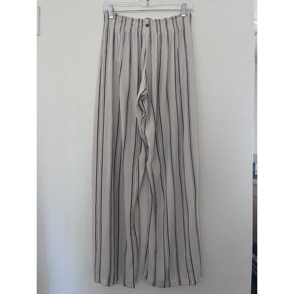 Billabong Ivory Blue Striped Wide Leg Split Seam Pool Beach CoverUp Pants M - Picture 4 of 8